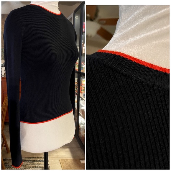 ASOS~ Navy and Red Ribbed Top - Picture 3 of 4